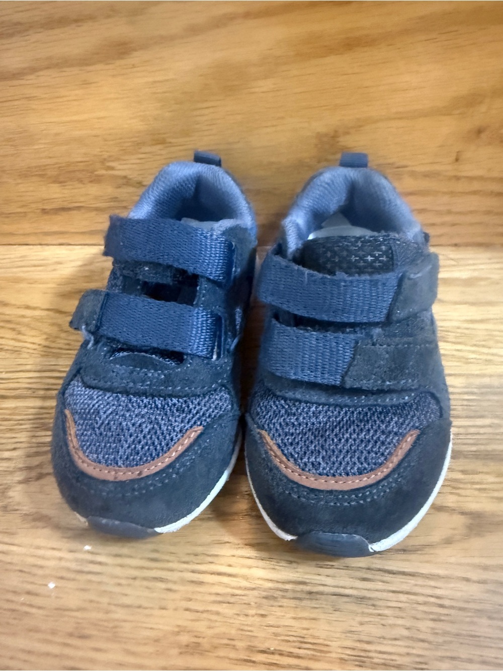 Stride Rite Navy and Brown Kids Velcro Sneakers